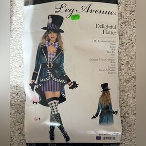 Womens Adult Leg Avenue Delightful Mad Hatter Halloween Costume